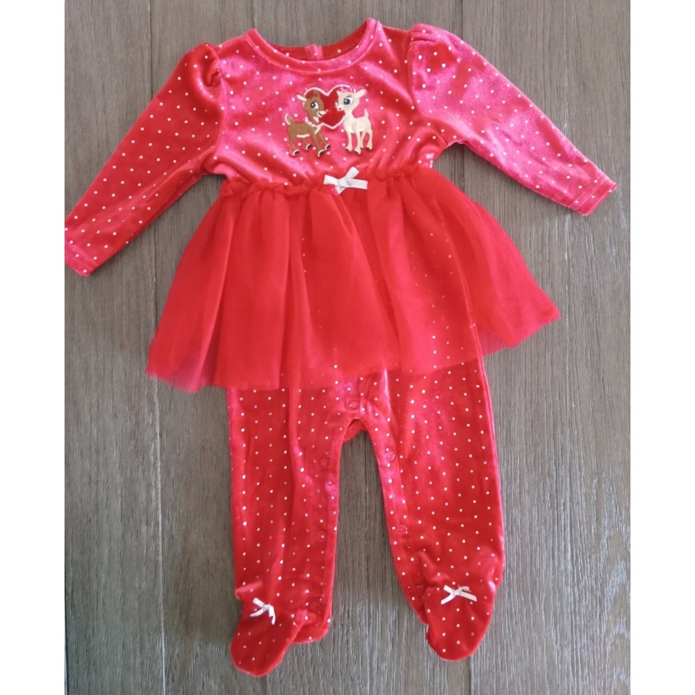 Rudolph Red Nosed Reindeer Christmas Tutu Legging Top Embroidered 1 Piece 6M